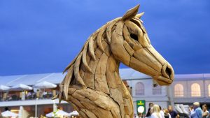 Imposing creations: horses made of wood